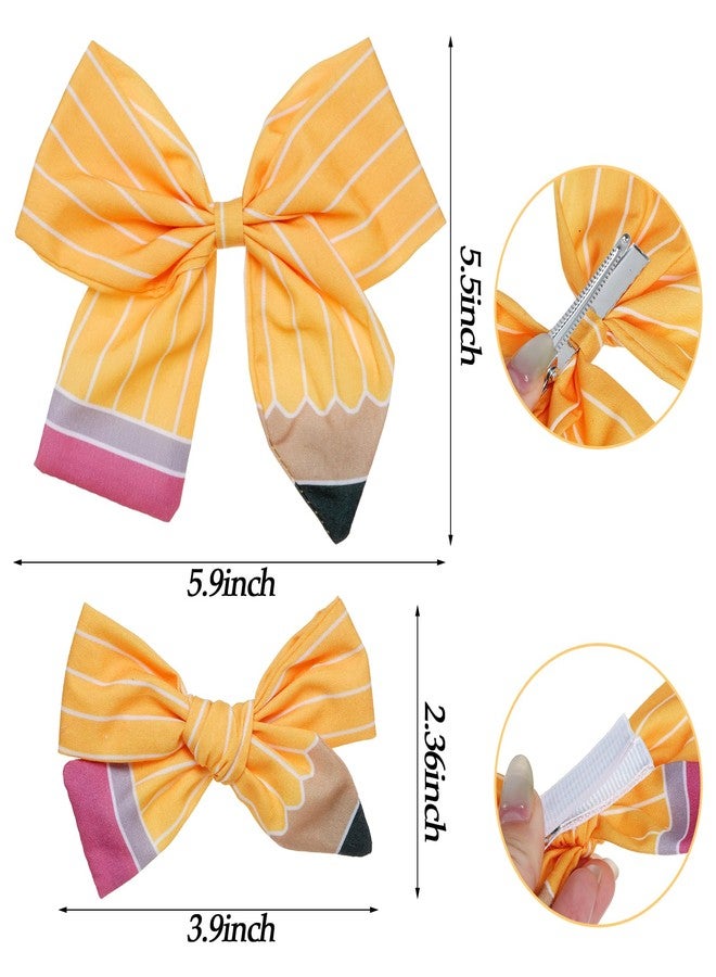 phnydreg 4Pcs Pencil Hair Bow Clips Headband Accessories Set Back to School Stuff for Girl Kindergarten First Day of School Outfits - Image 3